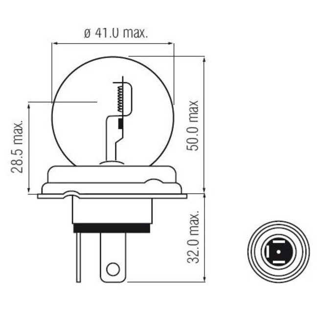 Dragon-Tools autolamp halogeen duplolamp - helder glas - groot- en dimlicht - 45/40 watt 12 volt - oldtimer koplamp