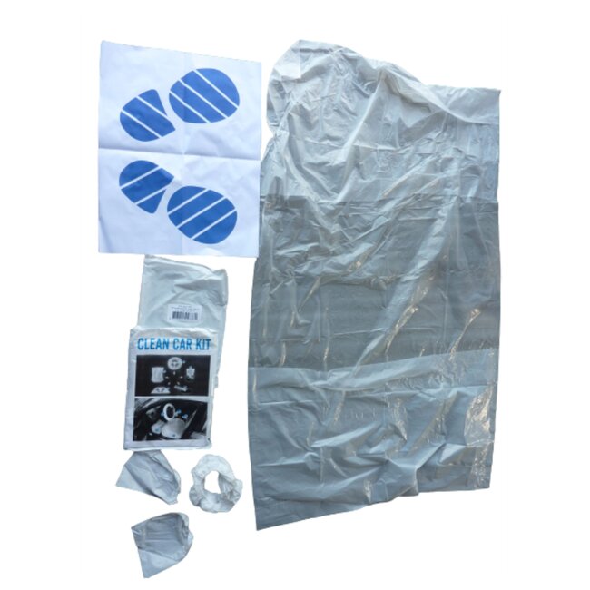 Dragon-Tools auto interieur beschermset - kunststof - tegen stof en vuil - 80 x 130 cm en 49 x 38 cm - transparant - 5-delig