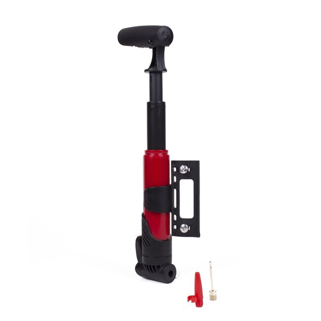 Benson Mini fietspomp/balpomp - uitschuifbaar - 20-40 cm - rood/zwart - max 6 bar