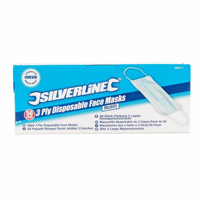 Silverline Wegwerpmaskers - 3-laags - Flexibele oorbanden - 50 stuks