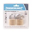 Silverline Hangsloten - messing kast, stalen beugel - gelijksluitend - 40 mm - messingkleurig - 2 stuks - voor poort en schuur
