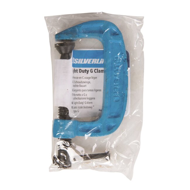 Silverline Lijmklem g-klem - gietijzer - verstevigde schouders en kantelvoet - spanbereik 50 mm - zwart - voor hout en metaal