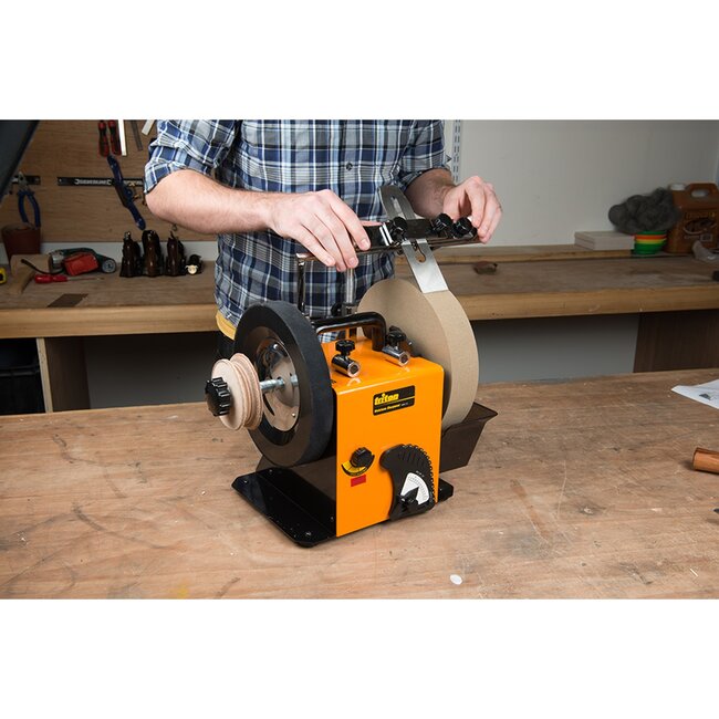 Triton slijpklem voor blokschaafmessen - vernikkeld aluminium - rond slijpen - 24 cm - zilver - voor natsteenmachine