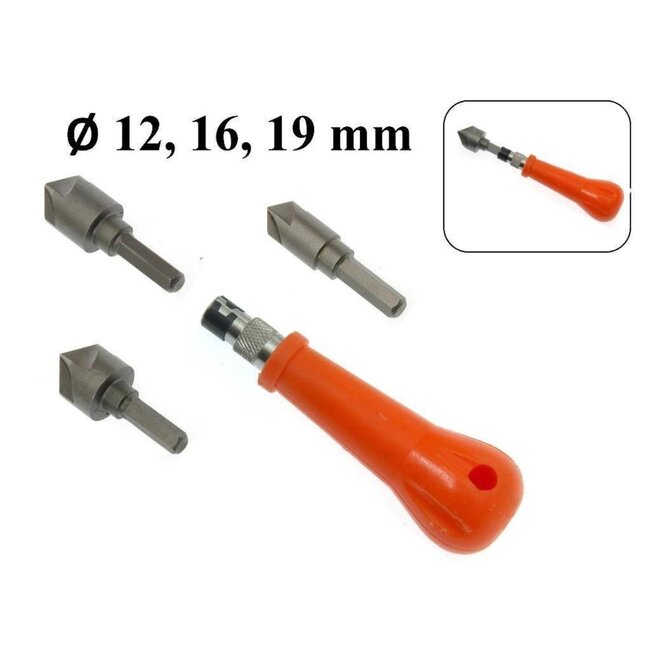 Benson 4-delige verzinkboor set - ergonomisch handvat - maten 12 mm, 16 mm, 19 mm