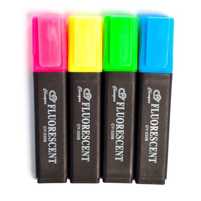 Benson 4-delige markeerstiftenset - fluorescerend - geschuinde punt - 2-5 mm - helder polypropyleen