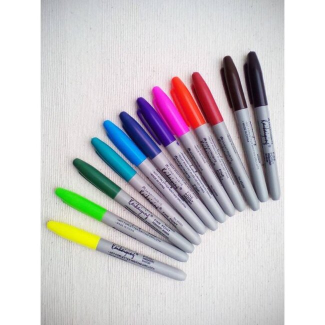 Benson 12-delige set permanente viltstiften - fijne punten - kleurrijk - veelzijdig gebruik