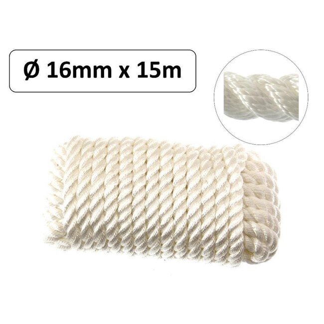 Benson Landvast touw - polypropyleen - 16 mm - 15 meter - wit