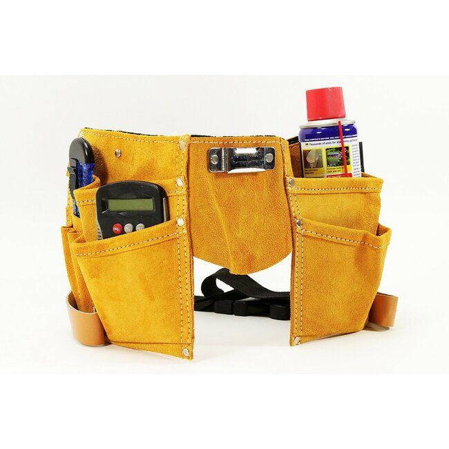 Benson Lederen gereedschapsgordel - 11 vakken - verstelbare riem - metaal en nylon versterkt