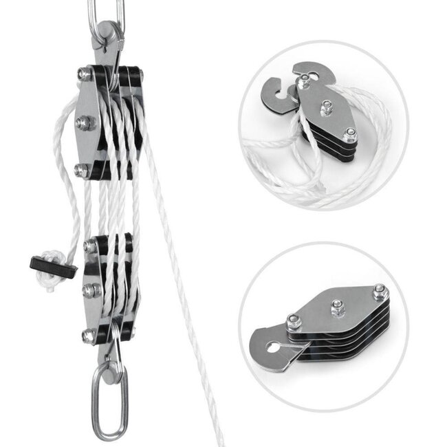 Benson Handtakel - Katrol 180 kg - Hefhoogte 3 m - 20 m Touw - Polypropyleen