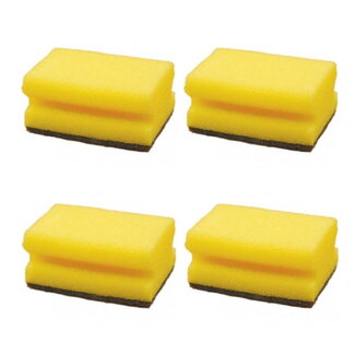 Magic Clean Jumbo schuurspons - ergonomische grip - 4 stuks - geel/groen