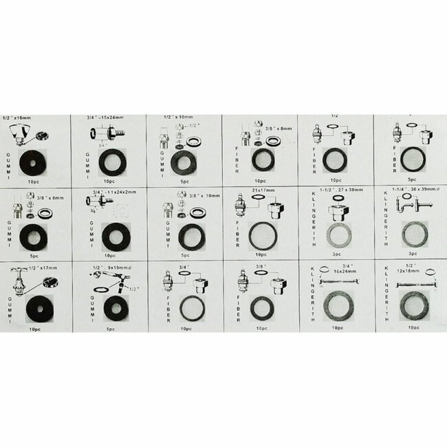 Benson Complete set afdichtingsringen - 141 stuks - 18 maten - rubber, fiber, EVA - voor sanitair en lekbescherming