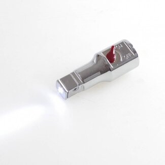 Hofftech Dop adapter - met LED-verlichting - verchroomd staal - inclusief batterijen - 6,5 x 2 cm