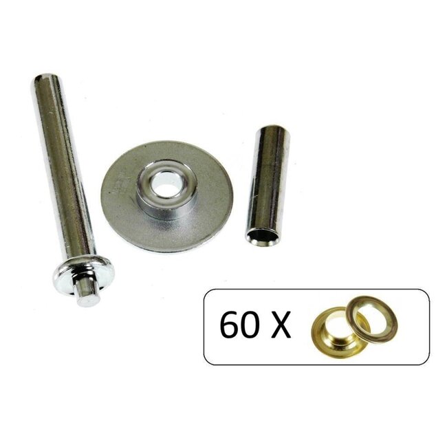 Benson Zeilringenset met aambeeld - 60 ringen - Ø 12.5 mm - plaatstaal messing