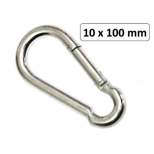 Benson Karabijnhaak - Verzinkt Staal - Verende Sluiting - 10 x 100 mm