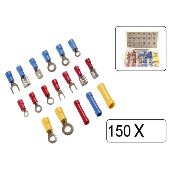 Benson Complete set kabelschoenen - geïsoleerd - hoge geleiding - 270 stuks - Ø 1.5 mm, Ø 2.5 mm, Ø 3.5 mm