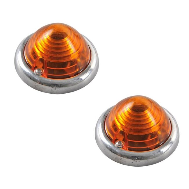 Benson Zijlamp markeringslamp - oranje - 70 mm - set van 2 - verchroomde ring - robuust ontwerp