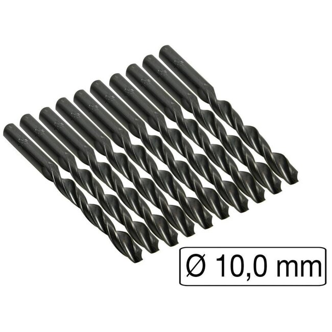 Benson Set spiraalboren - metaal en hout - 10 mm - 10 stuks - met opbergbox