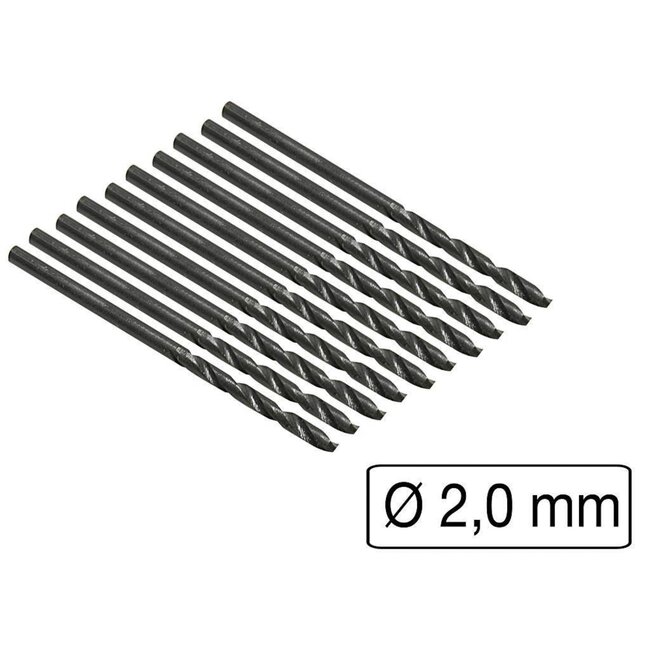 Benson Metaalboren set - 2 mm - nauwkeurig en krachtig - 10 stuks - incl. opbergbox
