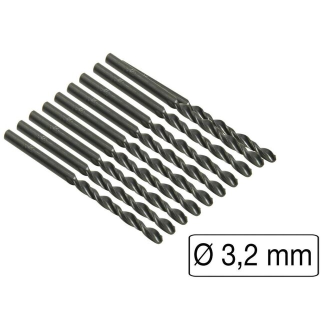 Benson Set metaalboren - HSS - 3,2 mm - 10 stuks - met opbergbox