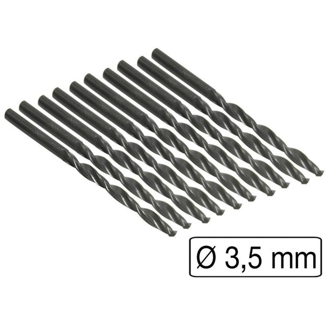 Benson Set van 10 HSS metaalboren - 3.5 mm - rechts snijdend - cilindrisch - met opbergbox