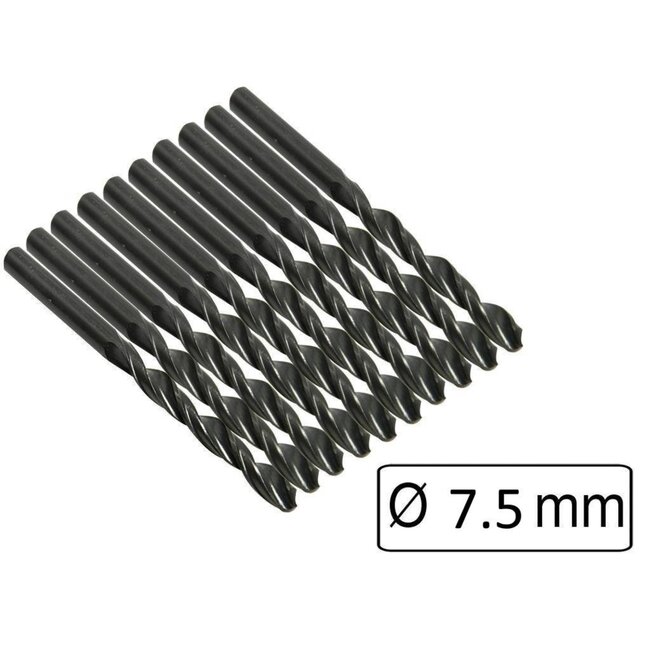 Benson Metaalboor set - HSS - 7.5 mm - 10 stuks - Inclusief opbergbox