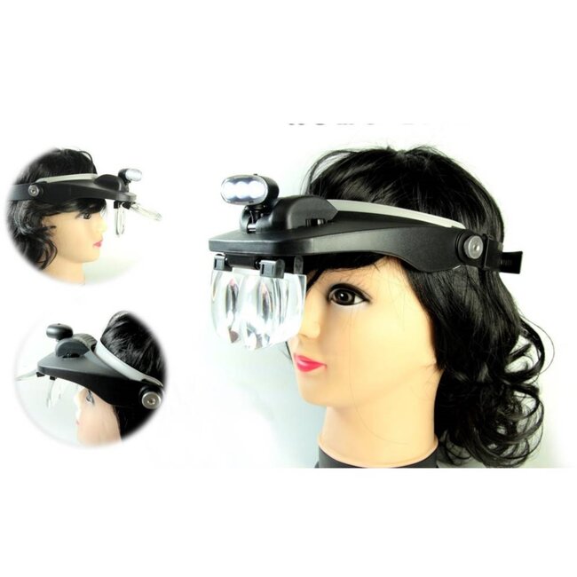 Benson Hoofdloupe met LED-verlichting - 4 lenzen - Verstelbare hoofdband - Ultra bright LEDs - 125 gram