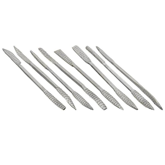 Benson 8-delige houtrasp set - massief staal - ideaal voor hout en speksteen - 185 mm