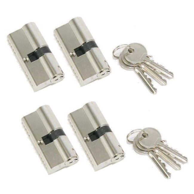 Stahlex Euro profielcilinder - gelijksluitend - 60 mm - 4 stuks - inclusief 6 sleutels