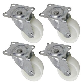 Benson Set zwenkwielen - 32 mm diameter - wit - 12 kg draagvermogen - 4 stuks