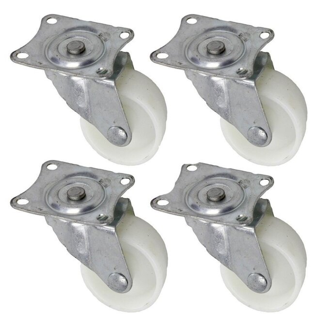 Benson Set zwenkwielen - 32 mm diameter - wit - 12 kg draagvermogen - 4 stuks