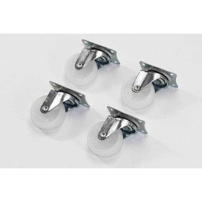 Benson Set van 4 zwenkwielen - 50 mm - wit - draagvermogen 30 kg