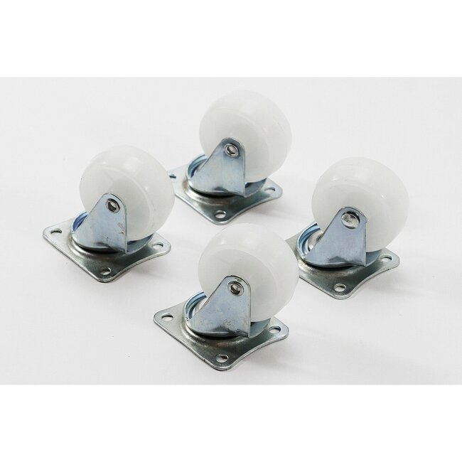 Benson Set van 4 zwenkwielen - 50 mm - wit - draagvermogen 30 kg