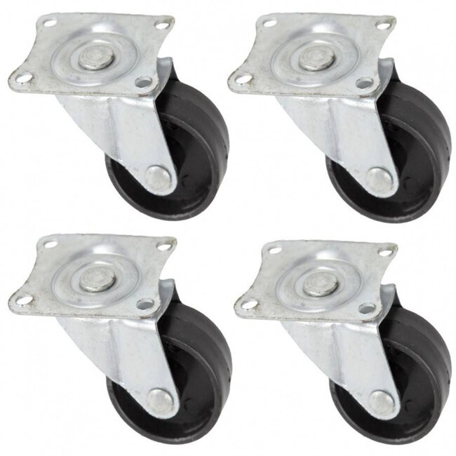 Benson Zwenkwiel - 50 mm - Zwart - 25 kg draagvermogen - Set van 4