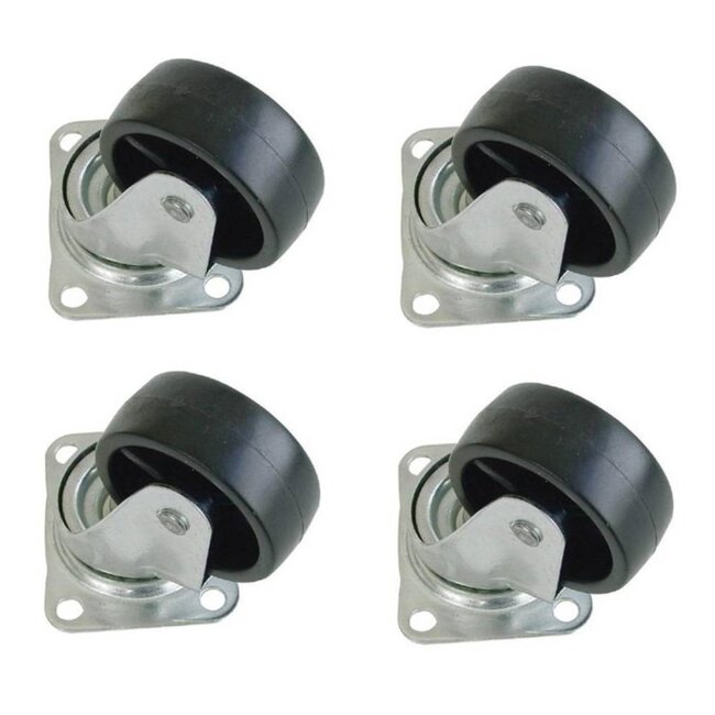 Benson Zwenkwiel - 50 mm - Zwart - 25 kg draagvermogen - Set van 4