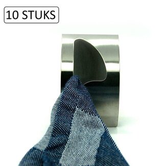 Benson Set van 10 handdoekhaken - geborsteld RVS - 50 x 85 mm - strak design