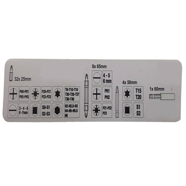 Hofftech 45-delige bitset - geschikt voor accuboormachines - inclusief bewaarbox