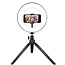 Benson Ronde LED-ringlamp met statief - 20 cm - instelbare kleurtemperatuur - USB-aansluiting
