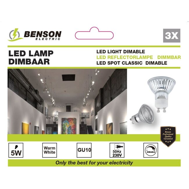 Benson Dimbare LED spot - warmwit 3000K - 5 watt - GU10 - set van 3