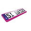 Utsch Kentekenplaathouder - polypropyleen - flexibel - kliksysteem en klaplat - 52 x 11 cm - roze - voor auto exterieur