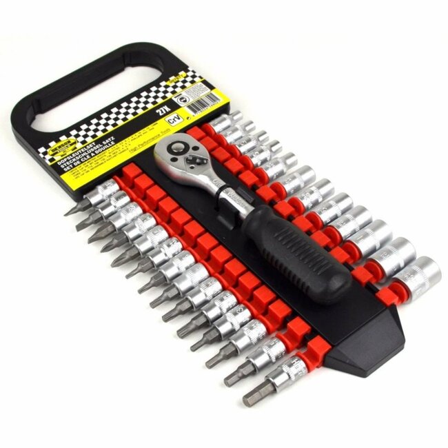 Benson 27-delige dopsleutelset - anti-slip handvat - veelzijdige maten