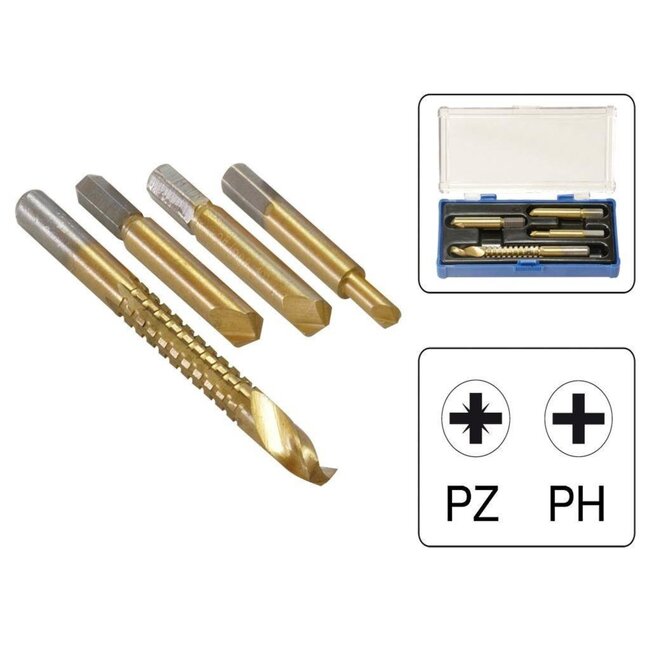 Benson Schroef- en freesset - HSS - 4-delig - Inclusief opbergbox