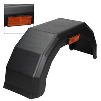 Benson Spatbord aanhangwagen - kunststof - 10 inch - oranje reflector - zwart Benson Spatbord aanhangwagen - kunststof - 10 inch - oranje reflector - zwart