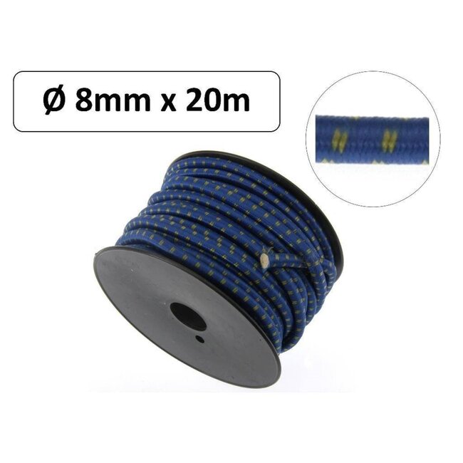 Benson Elastiek op rol - 20 meter - 8 mm - weerbestendig - blauw/geel