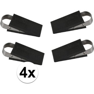 Benson Rubberen deurstopper set - RVS beugel - Wigmodel - 3 cm - 4 stuks