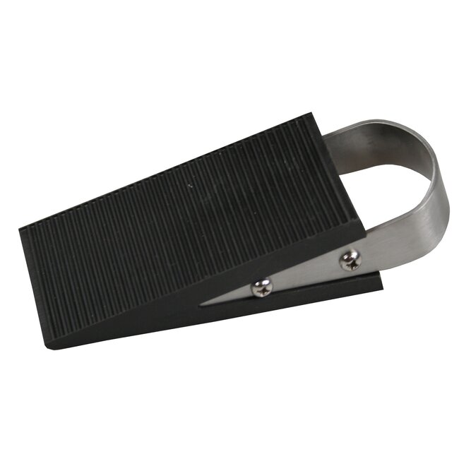 Benson Set van 5 rubberen deurstoppers - wigmodel met RVS beugel - 3 cm hoog