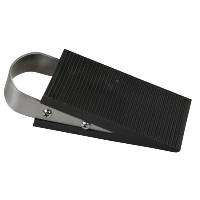 Benson Set van 5 rubberen deurstoppers - wigmodel met RVS beugel - 3 cm hoog