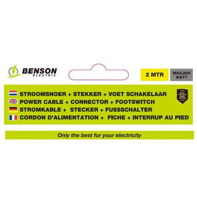 Benson Stroomsnoer met voetschakelaar - zwart - 2 meter - Ø 70 mm - 250V