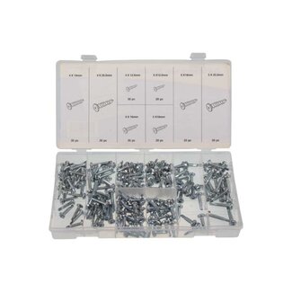 Topgear Zelftappers Assortiment - 200 stuks - Kruiskop - Chroomkleurig - Diverse maten Topgear Zelftappers Assortiment - 200 stuks - Kruiskop - Chroomkleurig - Diverse maten