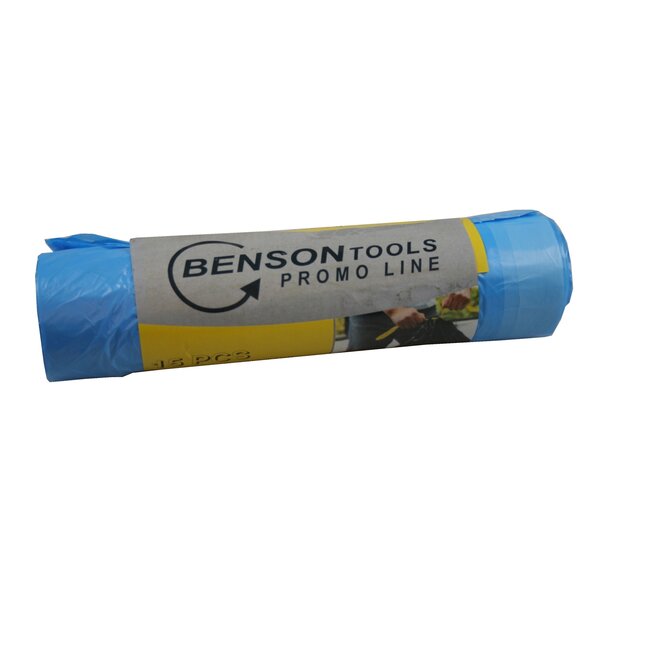 Benson Vuilniszakken - 35 liter - trekband - geperforeerd - 15 stuks - blauw