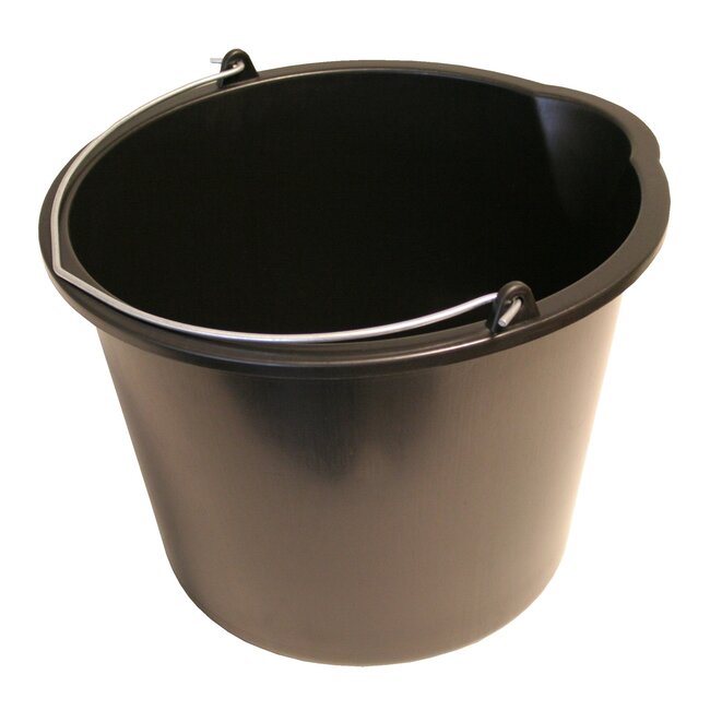 Benson Bouwemmer met schenktuit - 12 liter - zwart - extra sterk kunststof - comfortabele handgreep